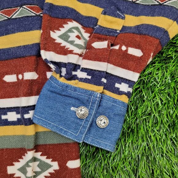 Vintage Native-American Button Shirt Womens Large 23x28 Blue - Picture 11 of 13